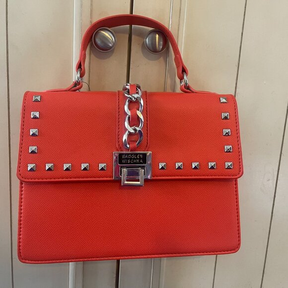 Badgley Mischka Handbags - NWT Badgley Mischka Coral Handbag w/Silver Chain